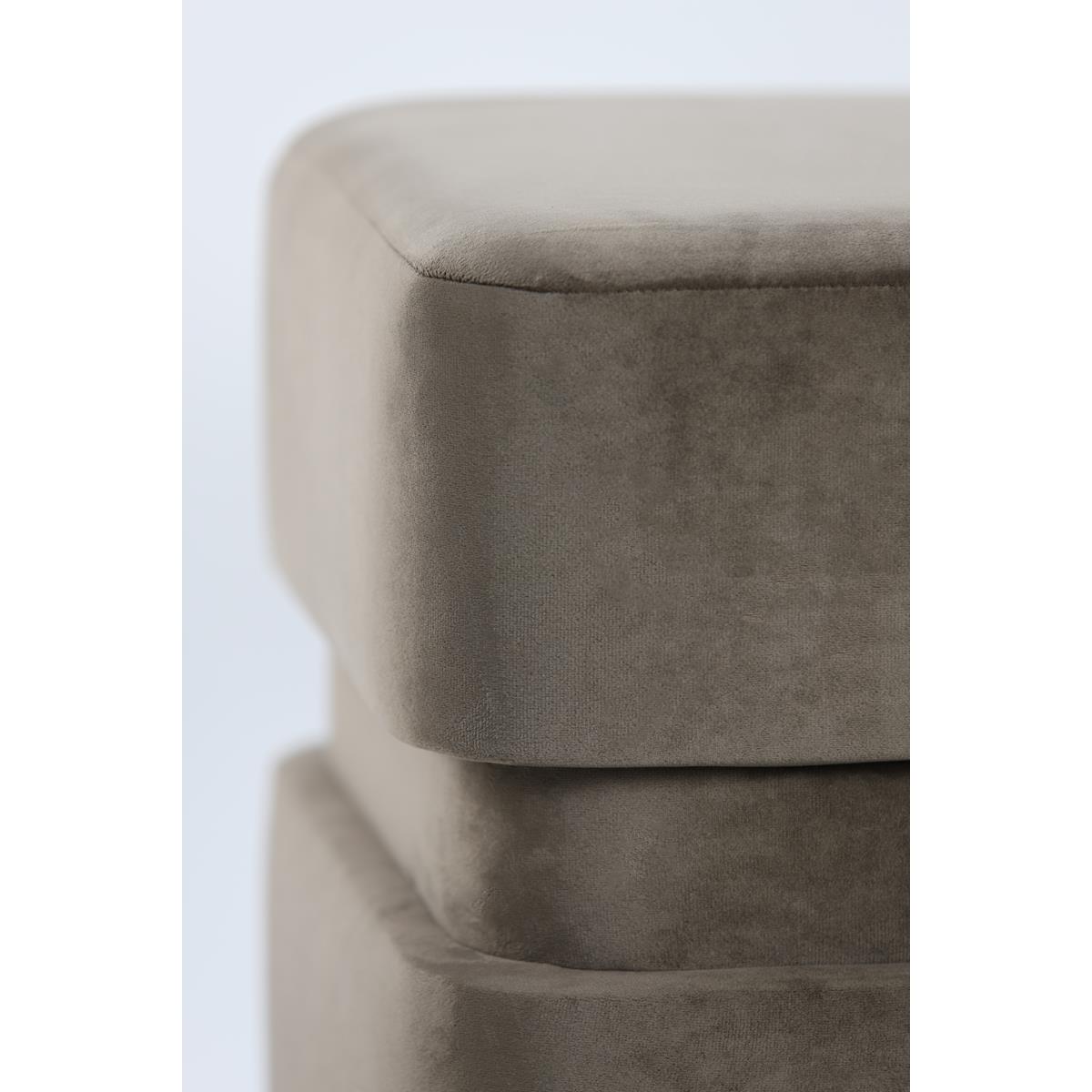 Light&living Poef 40x40x42,5 cm PIAZZA velvet donker grijs-bruin