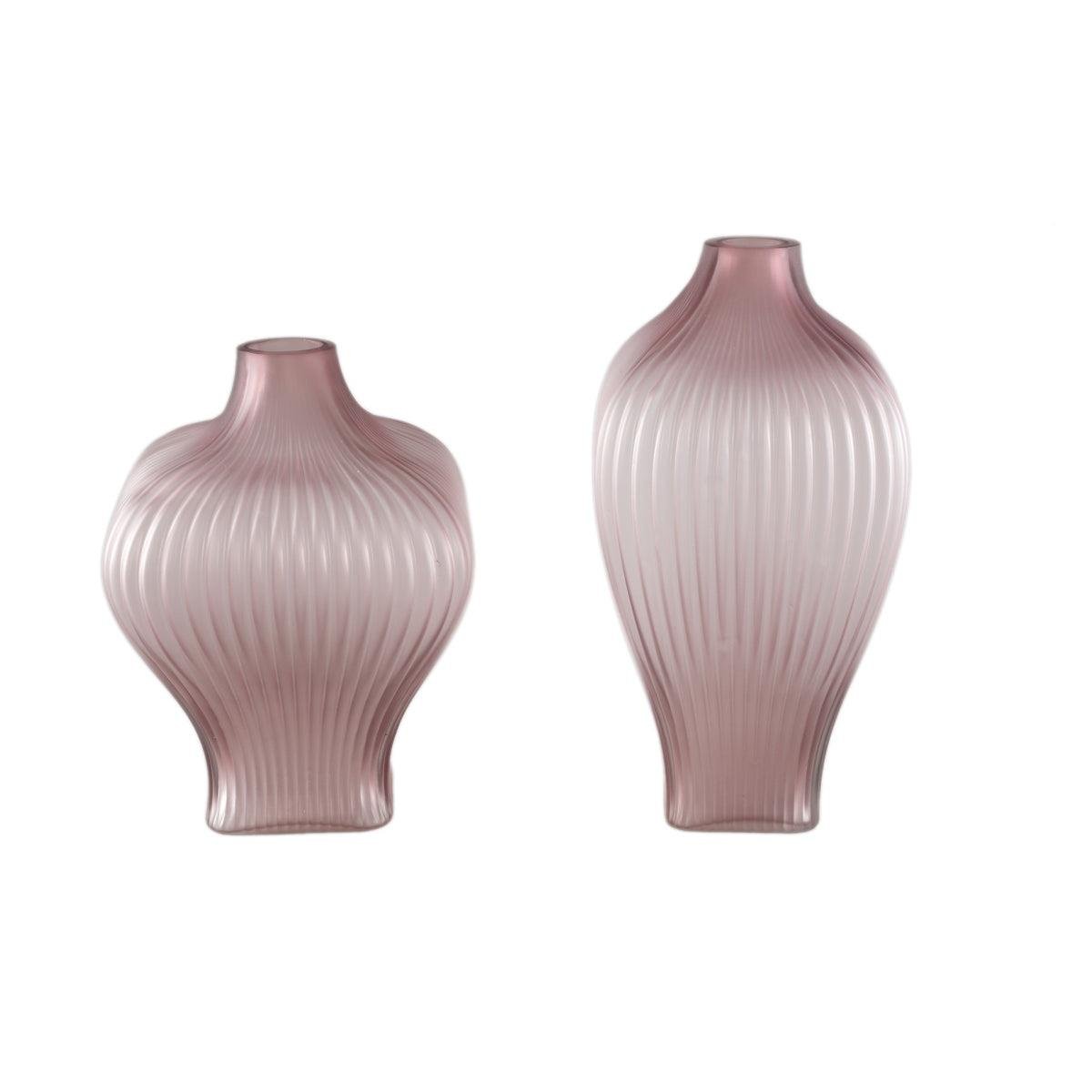 PTMD Halde Light Purple solid glass vase ribbed high