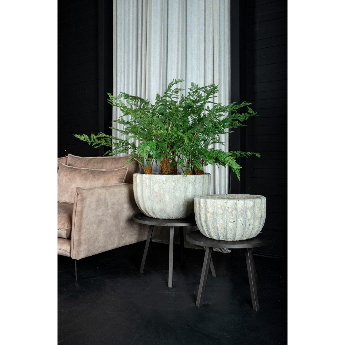 PTMD Javier Grey ceramic pot ribbed round set of 2