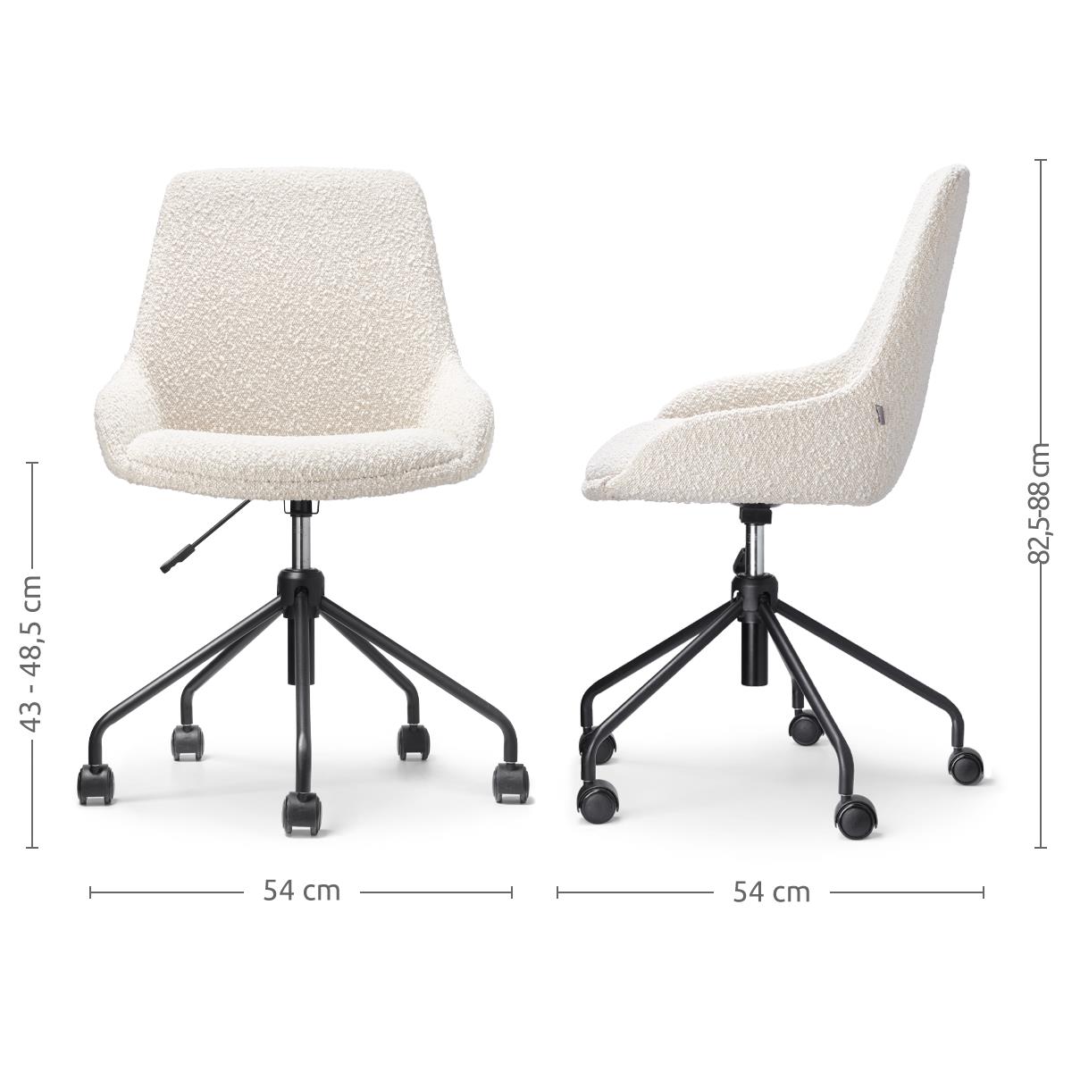 Nolon Nout-Isa Bureaustoel Bouclé Beige - Stof - Zwart Onderstel