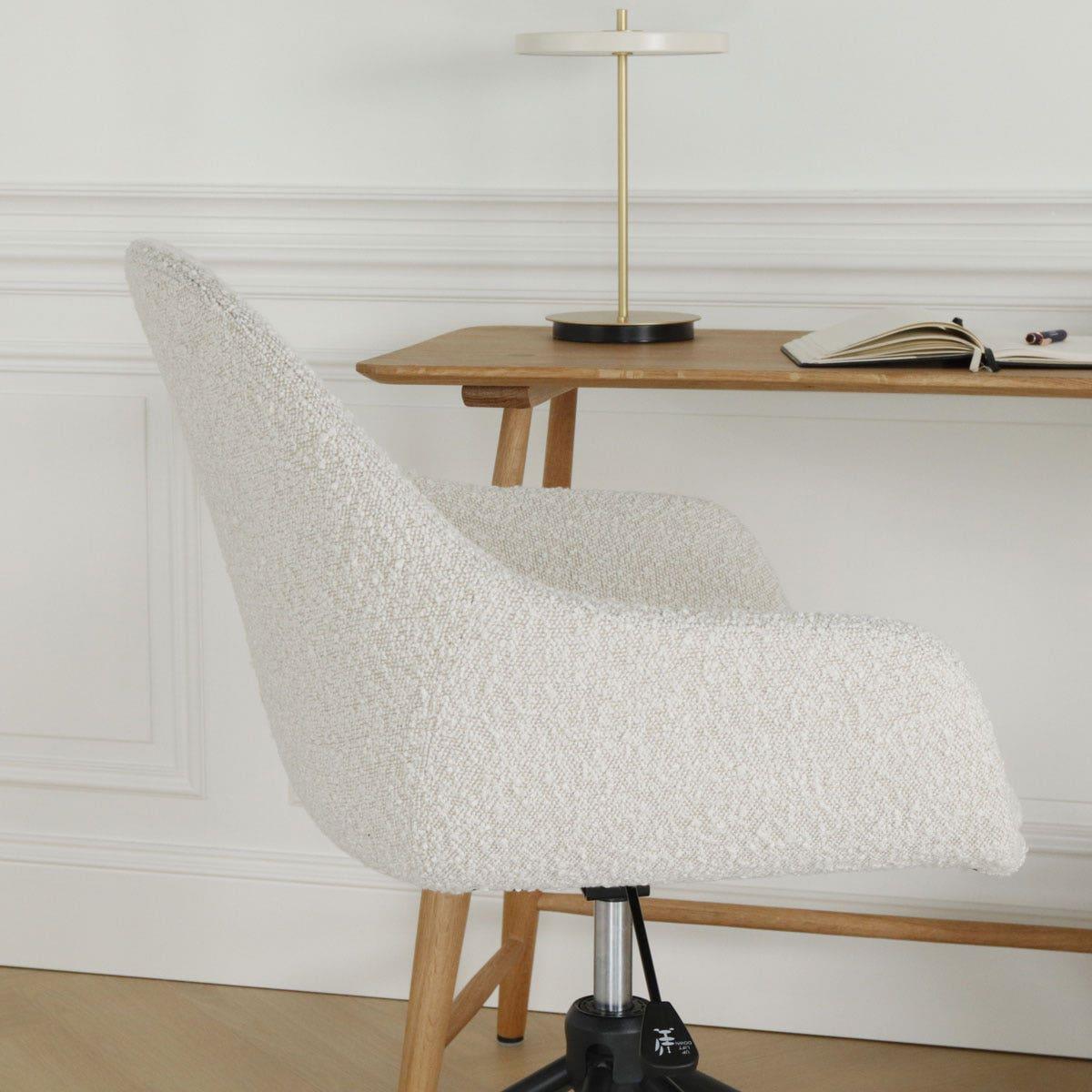 Nolon Nout-Mae Bureaustoel Bouclé Beige - Armleuning - Zwart Onderstel