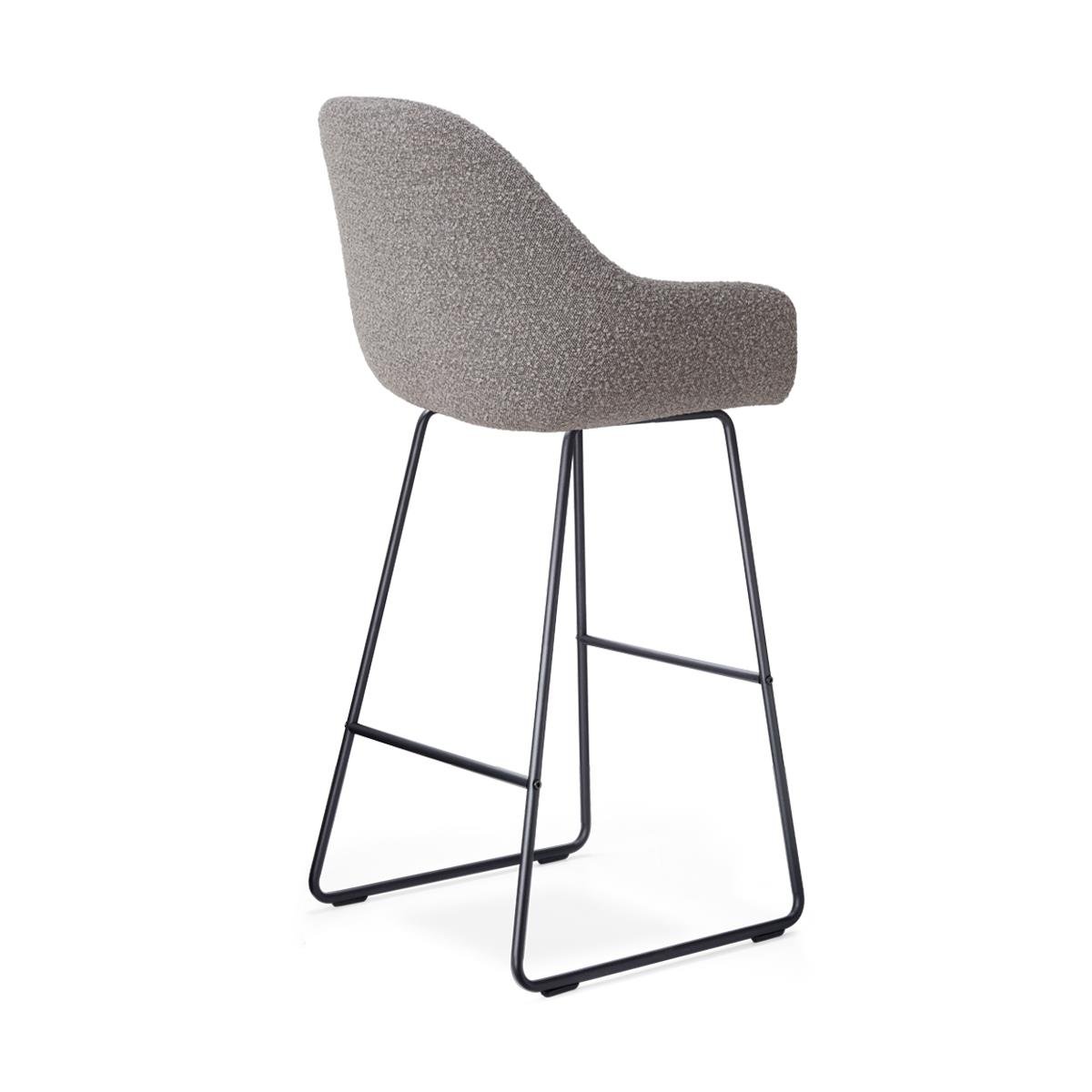 Nolon Nino-Mae Barkruk Bouclé Taupe - met Armleuning - Zwart - 75 cm