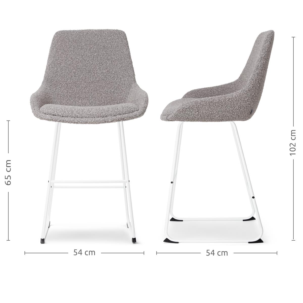Nolon Nino-Isa Barkruk Bouclé Taupe - Stof - Wit Onderstel - 65 cm