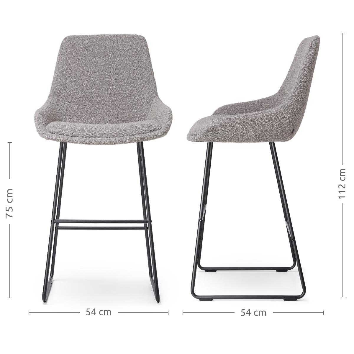Nolon Nino-Isa Barkruk Bouclé Taupe - Stof - Zwart Onderstel - 75 cm