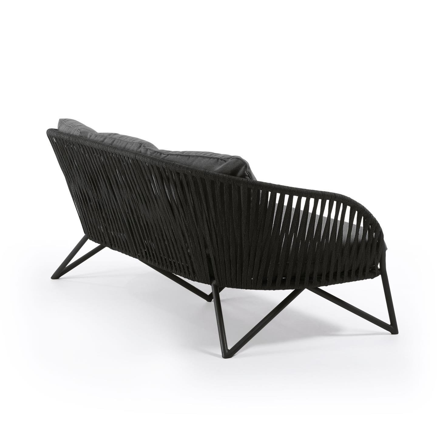 Kave Home - Branzie 3-zitsbank in zwart touw 180 cm