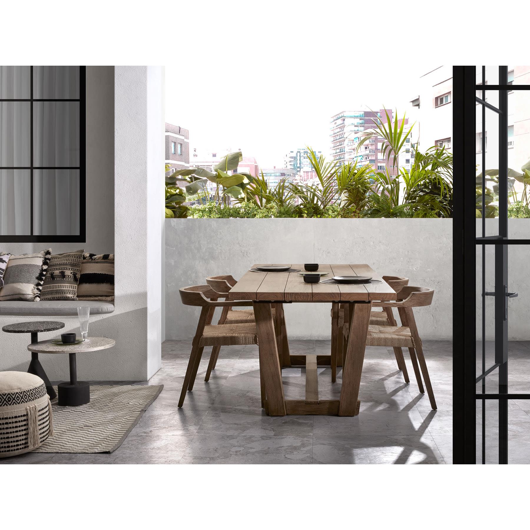 Kave Home - Delano grijs terrazzo bijzettafeltje met zwart stalen