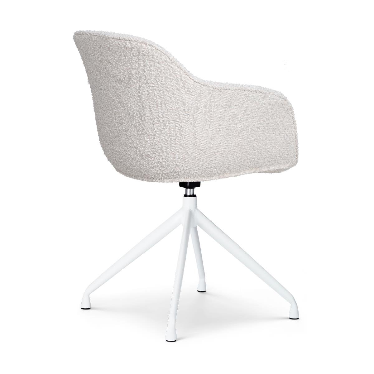 Nolon Nola-Mare Draaibare Eetkamerstoel Bouclé Beige - Witte Poten