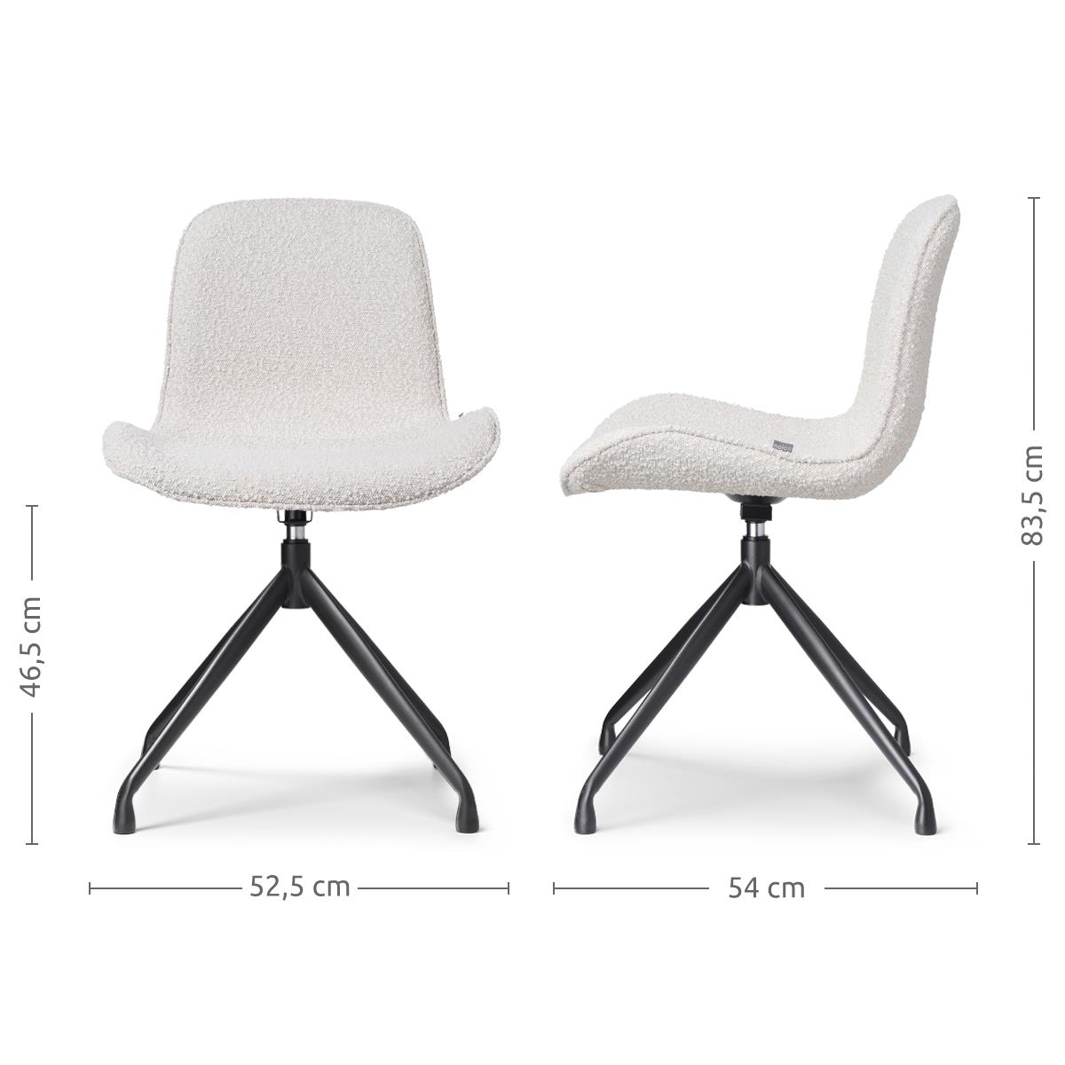 Nolon Nola-Fé Eetkamerstoel Bouclé Beige - Draaibaar Zwart Onderstel