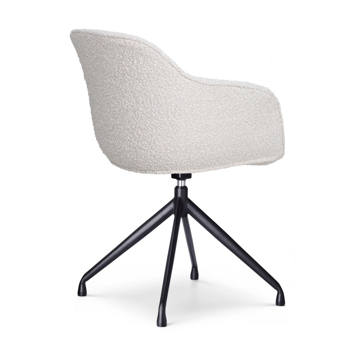 Nolon Nola-Mare Draaibare Eetkamerstoel Bouclé Beige - Zwarte Poten