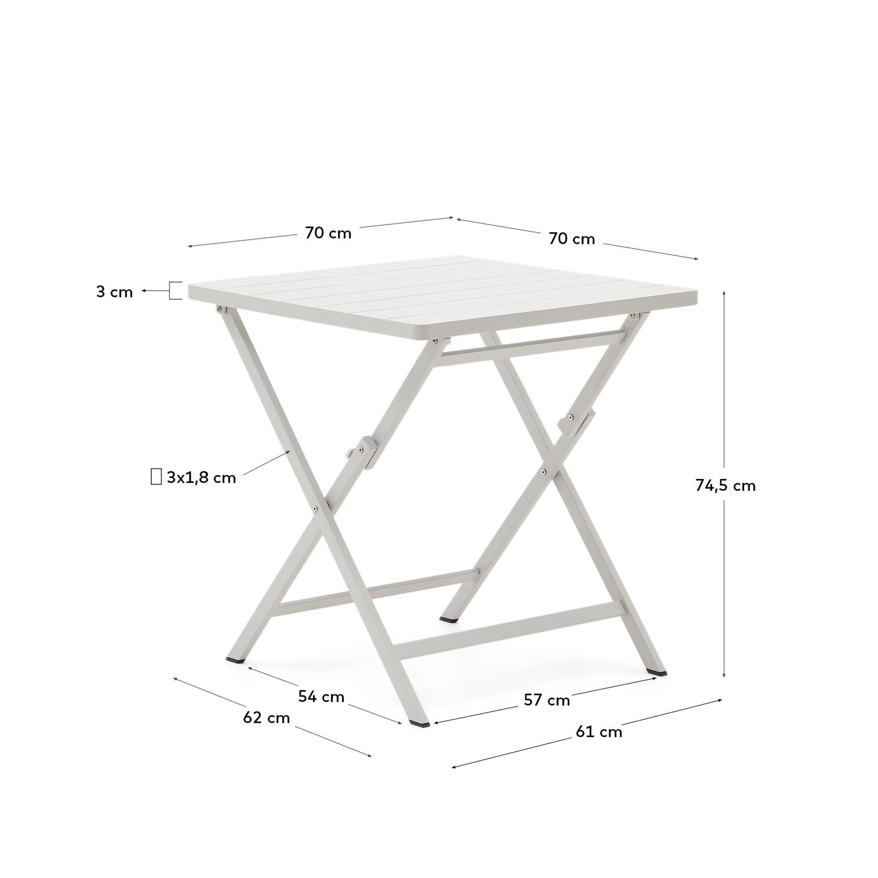 Kave Home - Torreta opvouwbare aluminium buitentafel met lichtgrijze