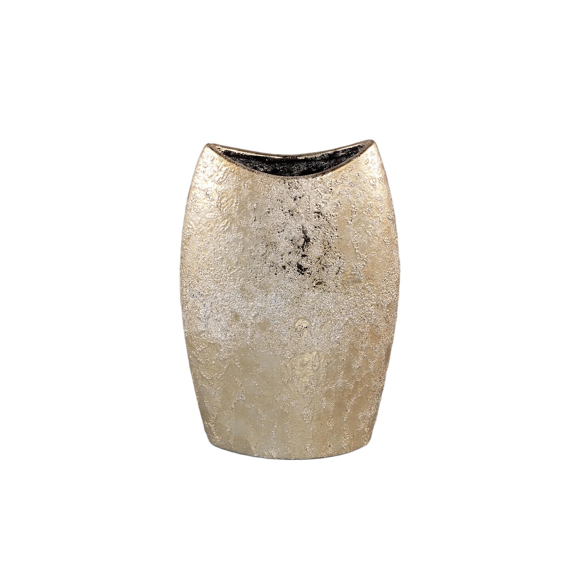 PTMD Mamboo Gold glazed ceramic pot oval high S