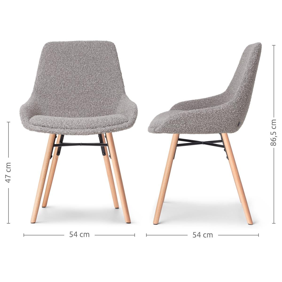 Nolon Nena-Isa Eetkamerstoel Bouclé Taupe - Stof - Houten Poten