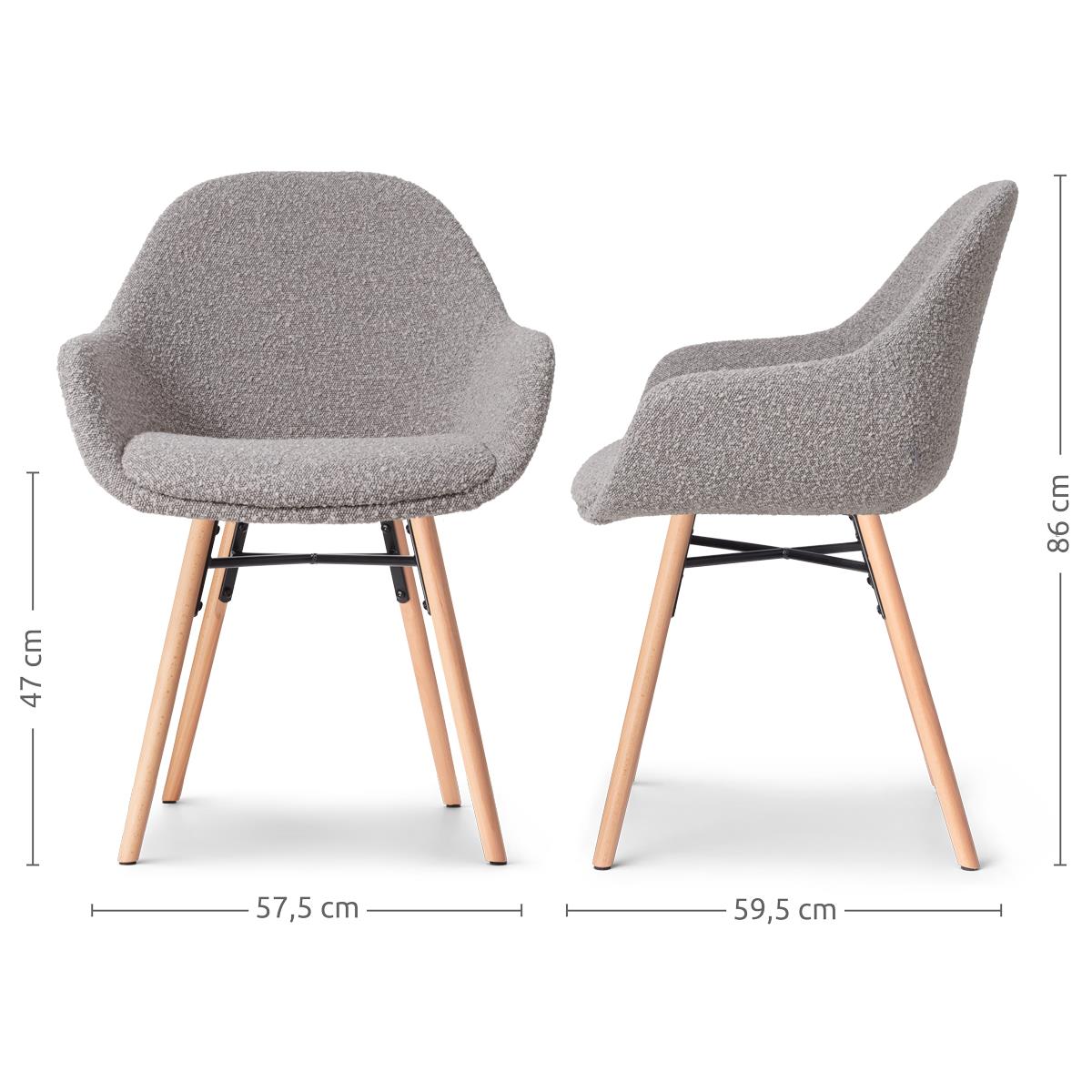 Nolon Nena-Mae Eetkamerstoel Bouclé Taupe - Armleuning - Stof