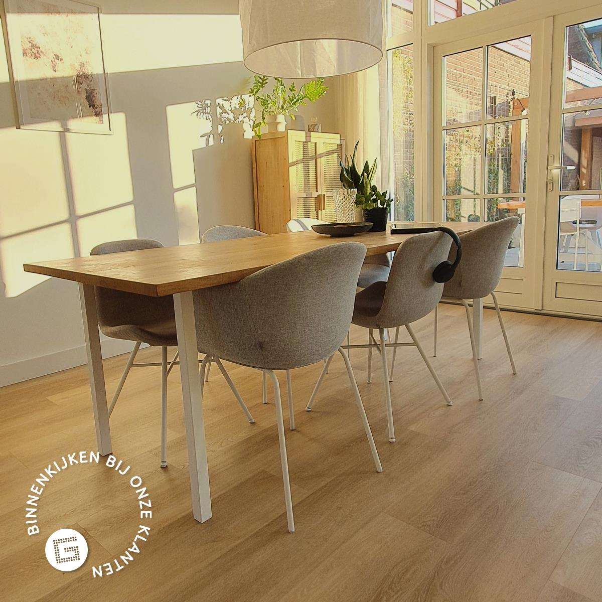 Nolon Nora-Otis Eetkamerstoelen Set van 2 - Beige - Witte Poten