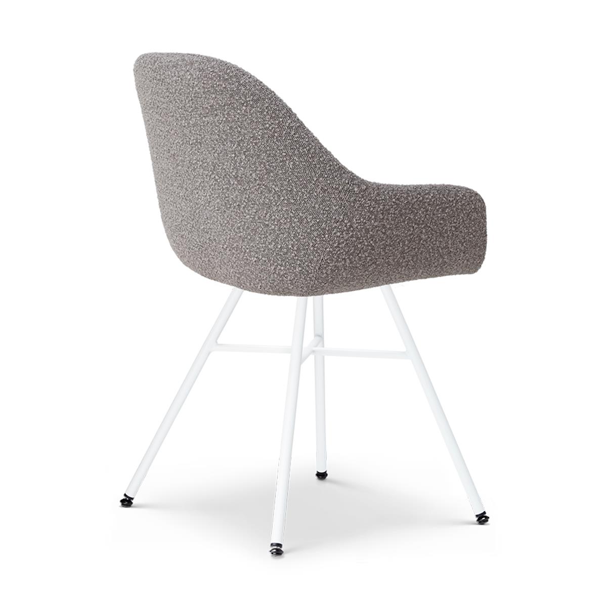 Nolon Noa-Mae Eetkamerstoel Bouclé Taupe - Armleuning - Witte Poten
