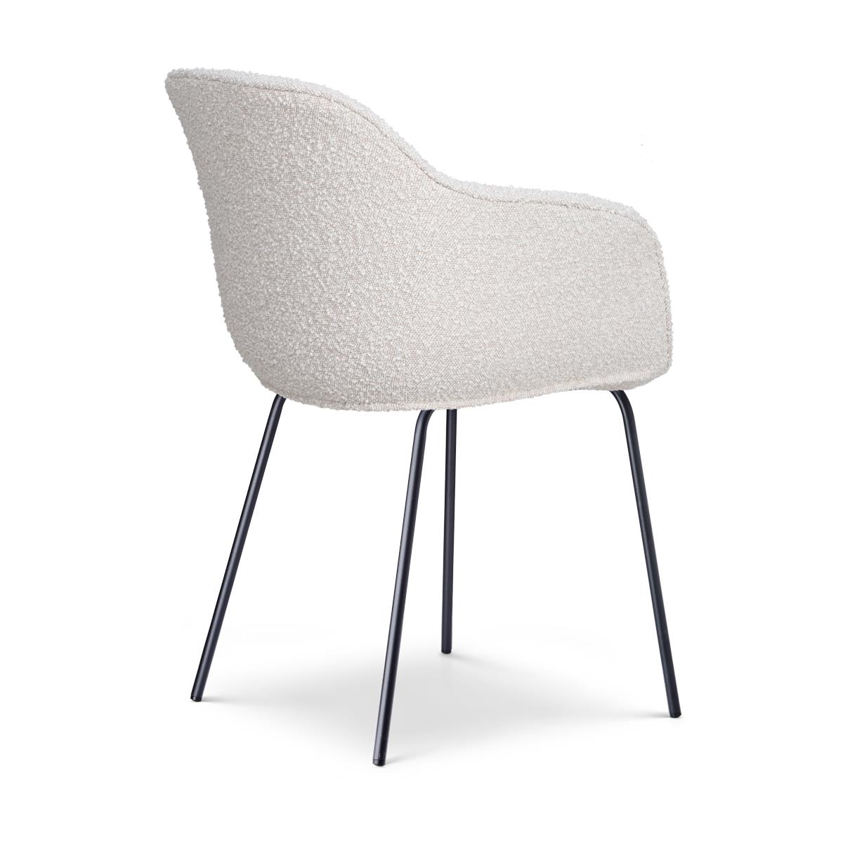 Nolon Nora-Mare Eetkamerstoel Bouclé Beige - Armleuning - Zwarte Poten