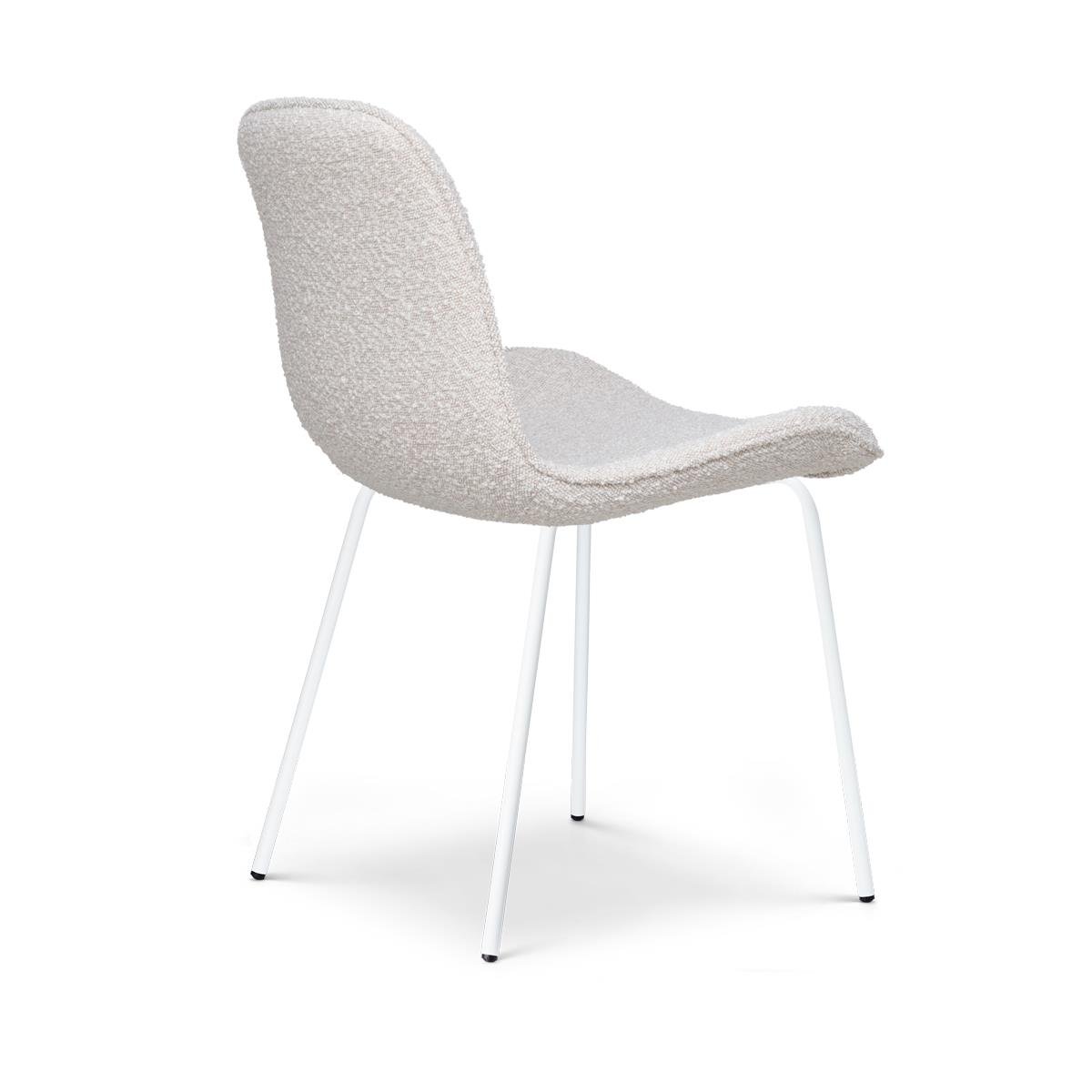 Nolon Nora-Fé Eetkamerstoel Bouclé Beige - Stof - Witte Poten