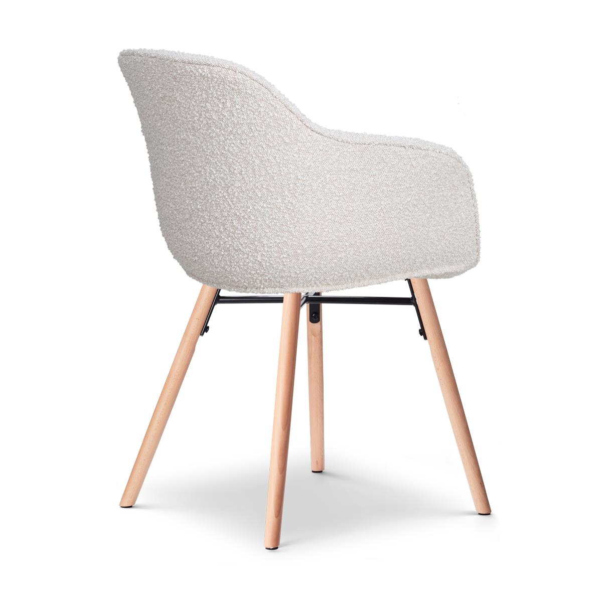 Nolon Nena-Mare Eetkamerstoel Bouclé Beige - Armleuning - Houten Poten
