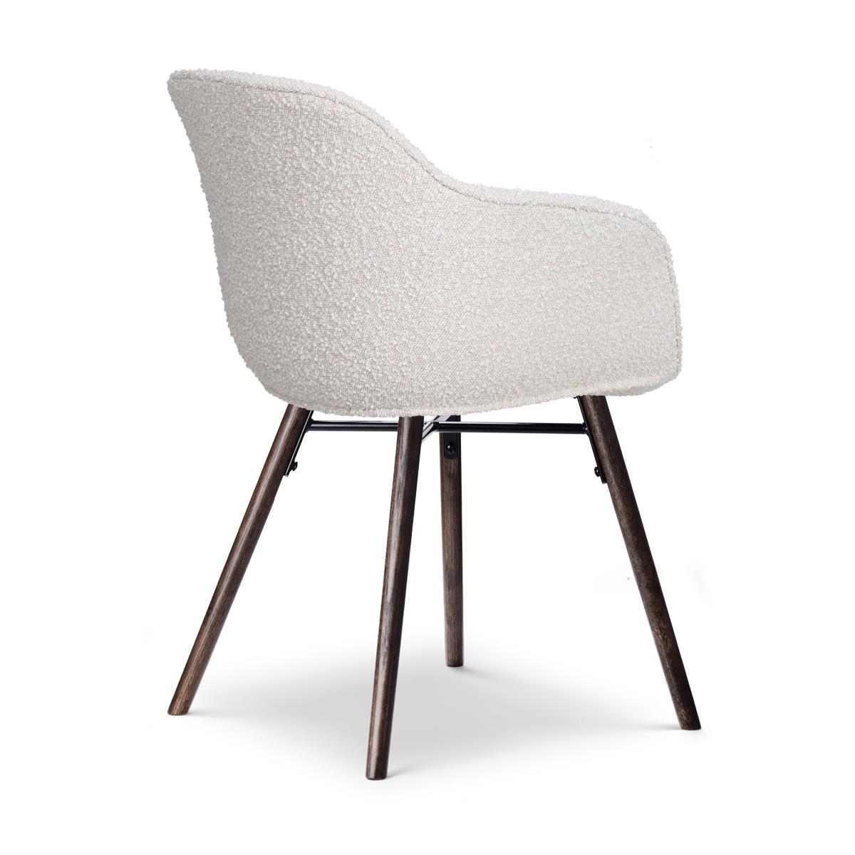 Nolon Nena-Mare Eetkamerstoel Bouclé Beige - Armleuning - Walnoot