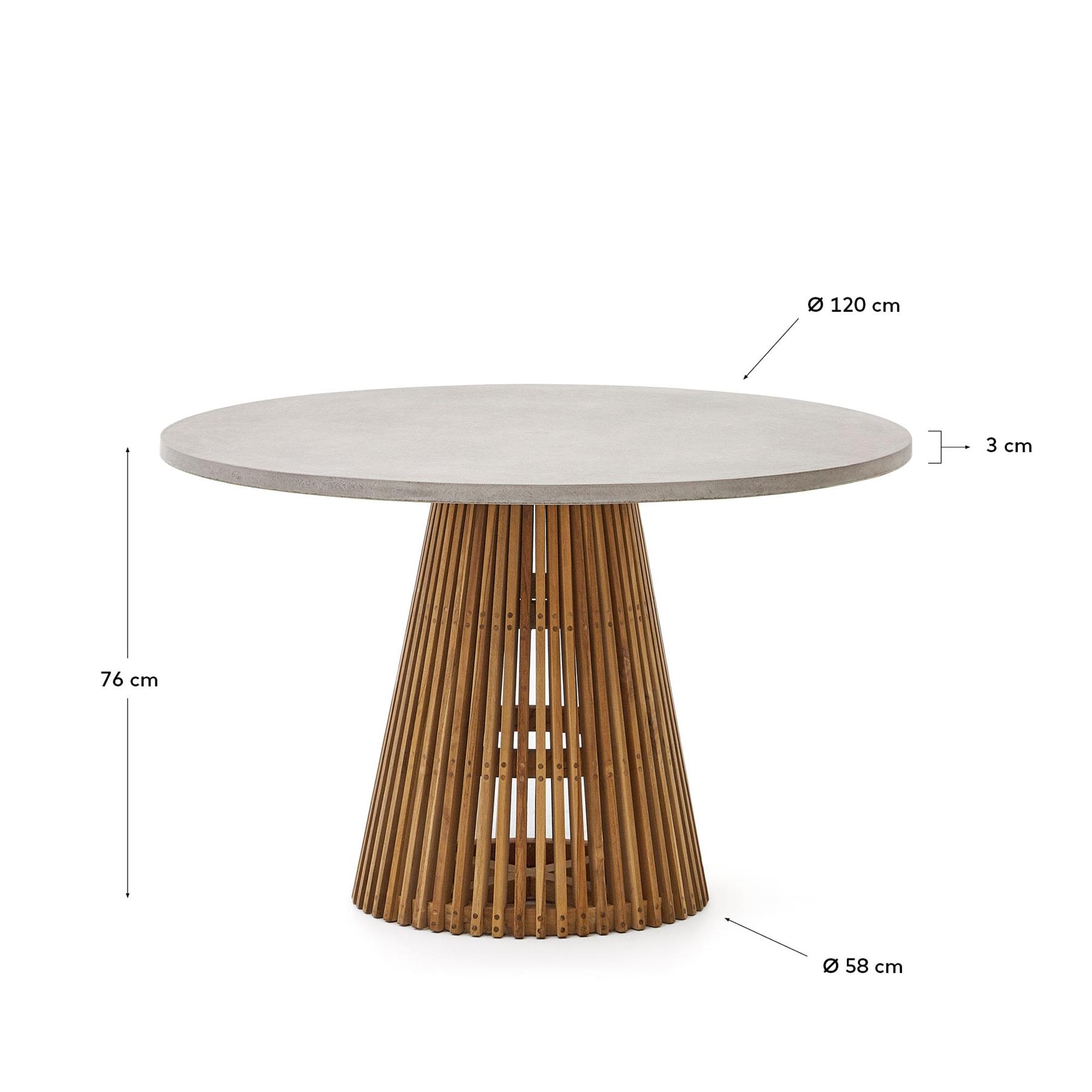 Kave Home - Ronde tuintafel Alcaufar van massief teakhout en grijs