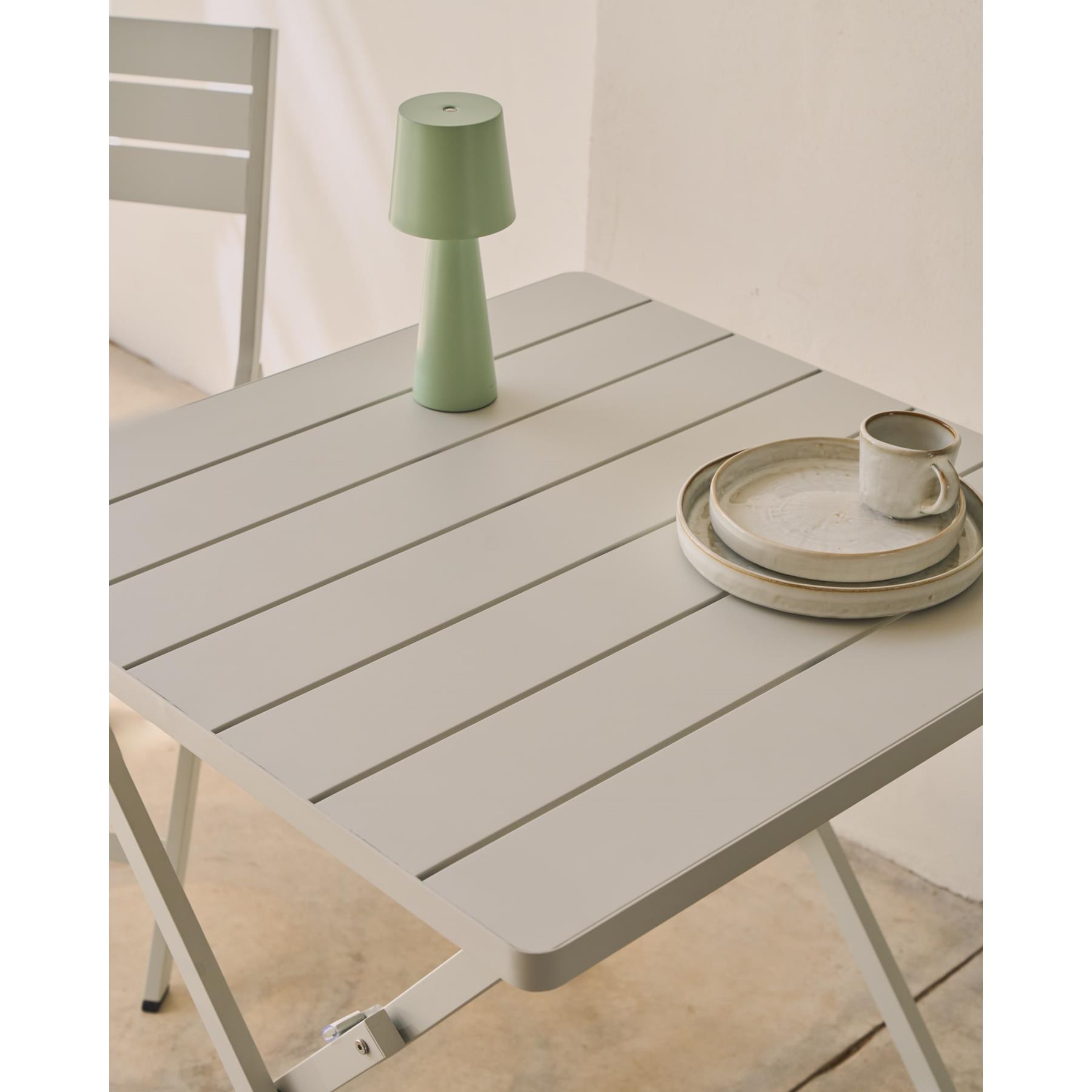 Kave Home - Torreta opvouwbare aluminium buitentafel met lichtgrijze