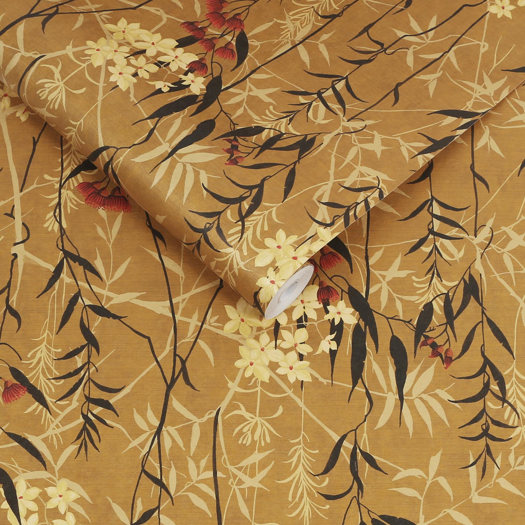 Graham & Brown vliesbehang Obassia Silk Opulance geel