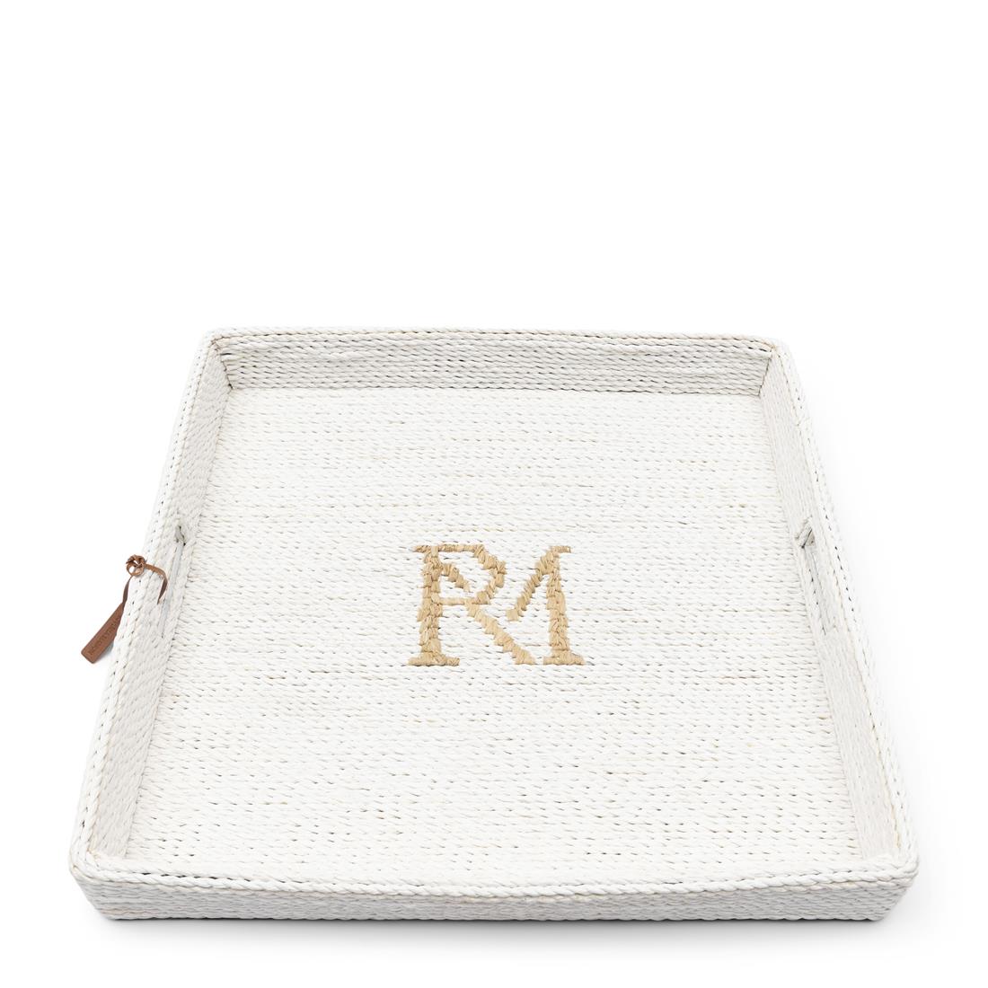 Riviera Maison dienblad vierkant Wit - RM Monogram - Rotan