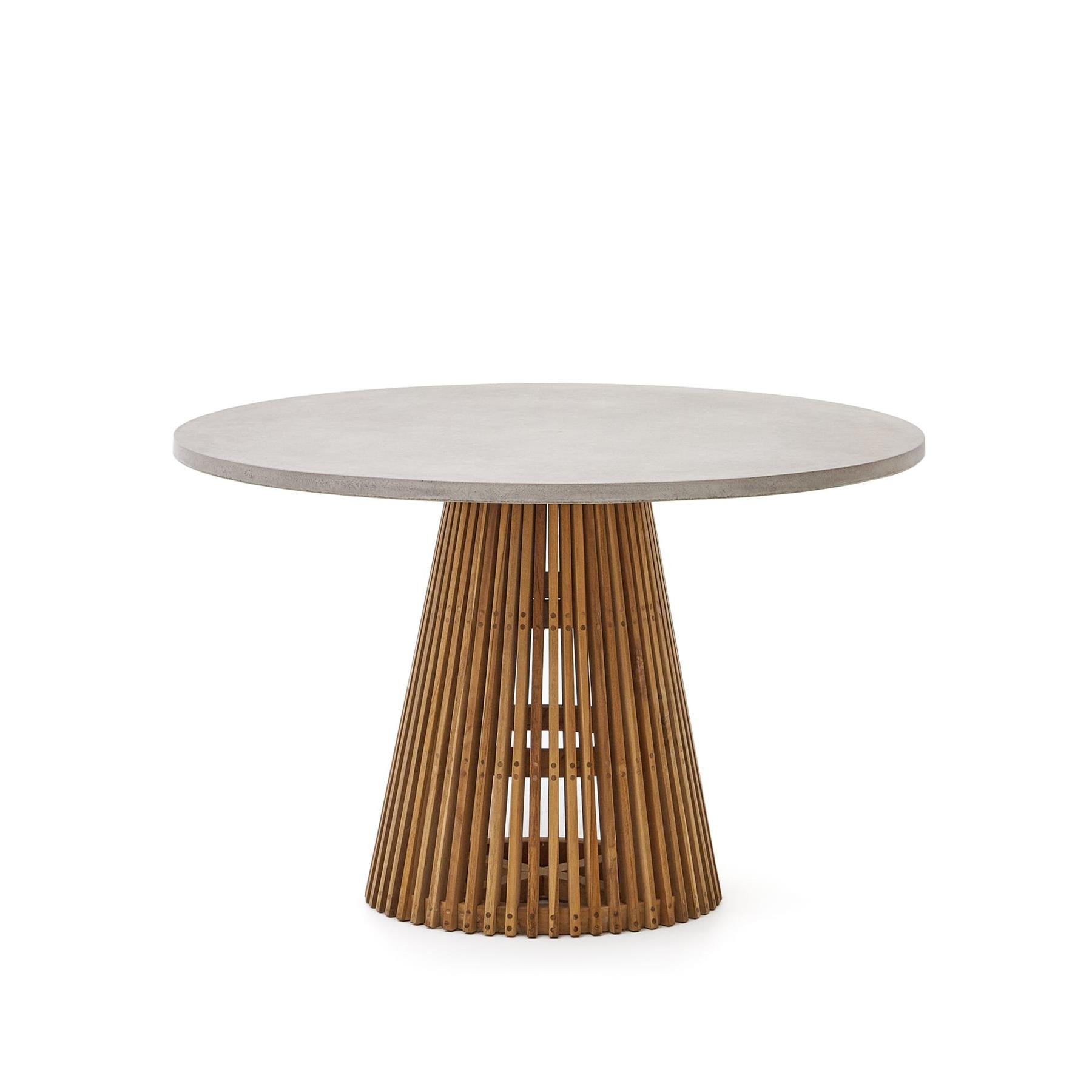 Kave Home - Ronde tuintafel Alcaufar van massief teakhout en grijs