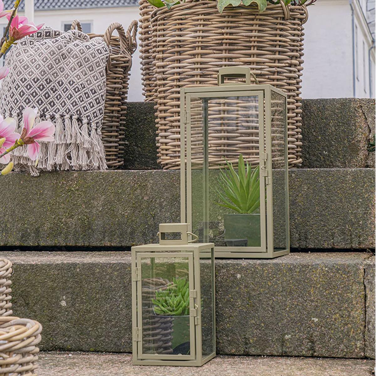 Artichok Ted glazen windlicht groen - set van 2