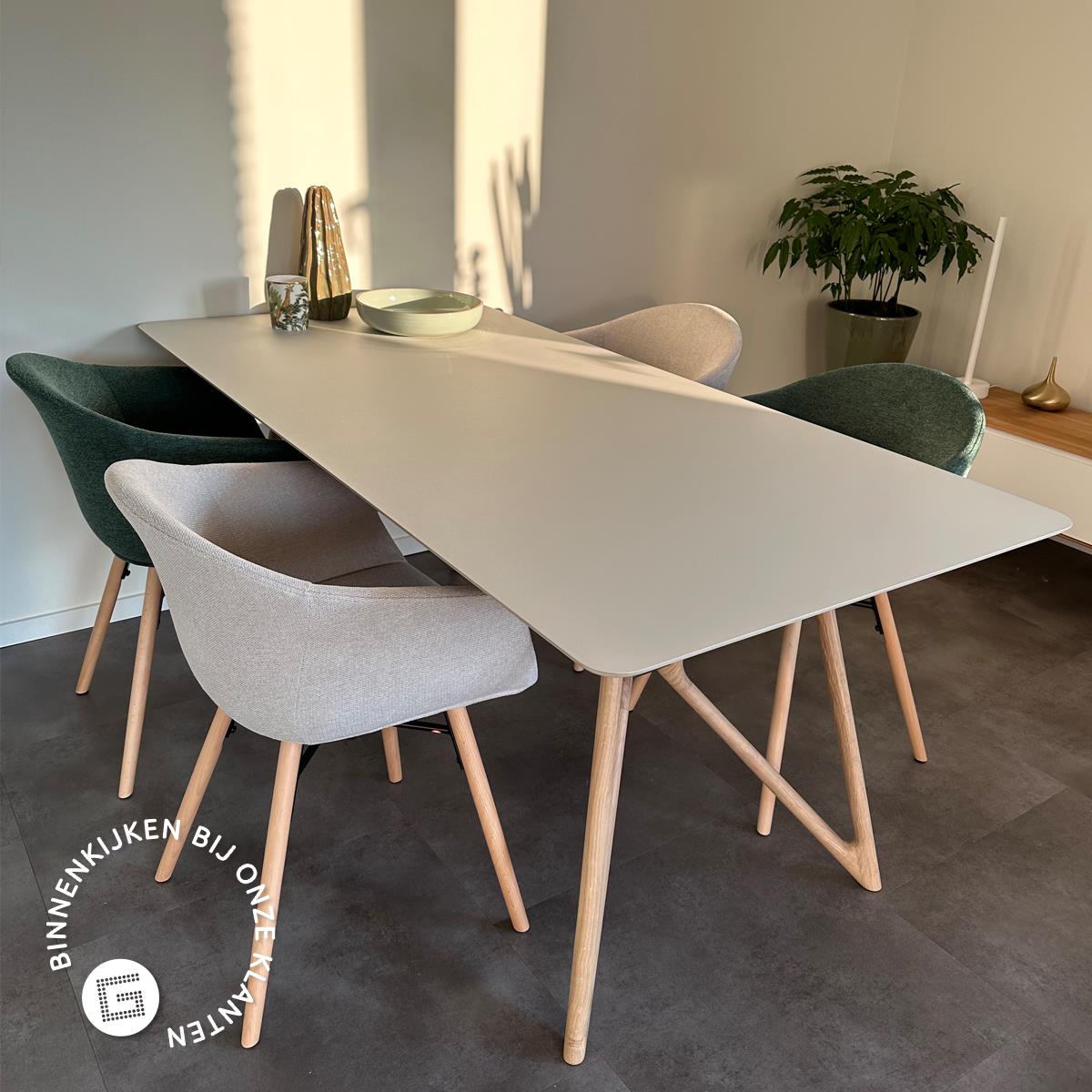Nolon Nena-Otis Eetkamerstoelen Set van 2 - Zacht Groen - Houten Poten