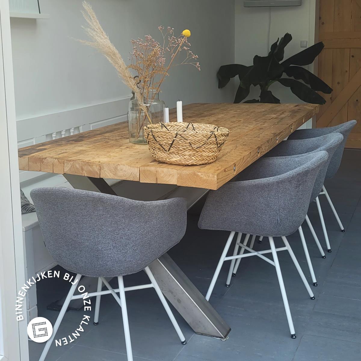 Nolon Noa-Otis Eetkamerstoelen Set van 2 - Beige - Witte Poten