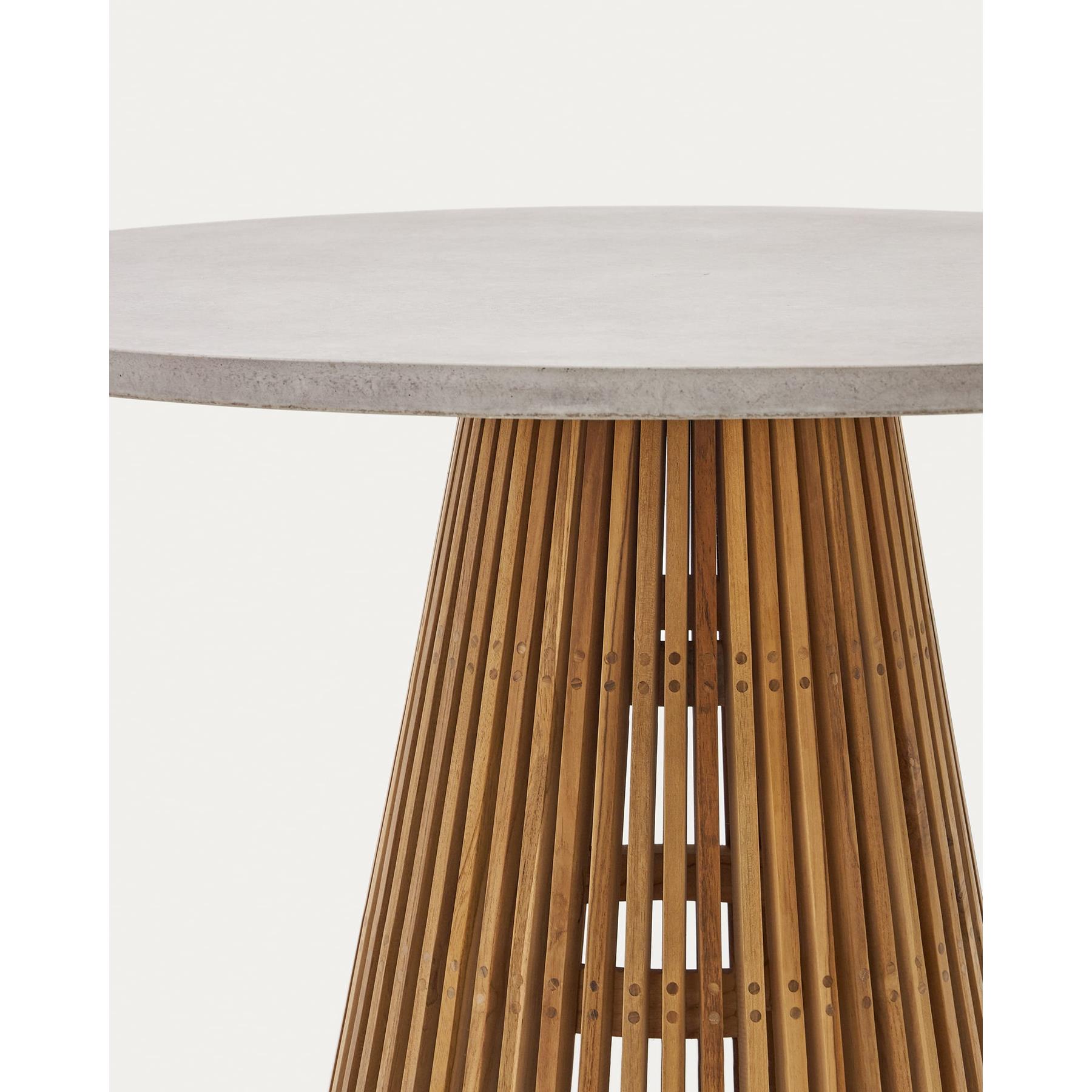 Kave Home - Ronde tuintafel Alcaufar van massief teakhout en grijs