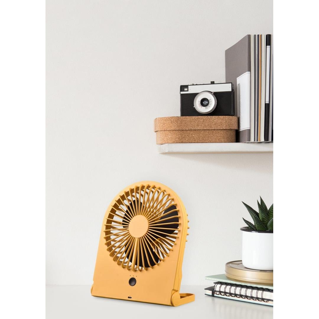 Trio Leuchten Tafelventilator Breezy H 23 cm oplaadbaar geel