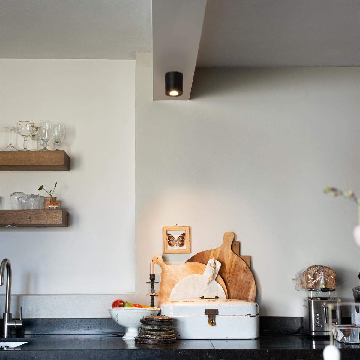 QAZQA Moderne ronde badkamer spot zwart - Capa