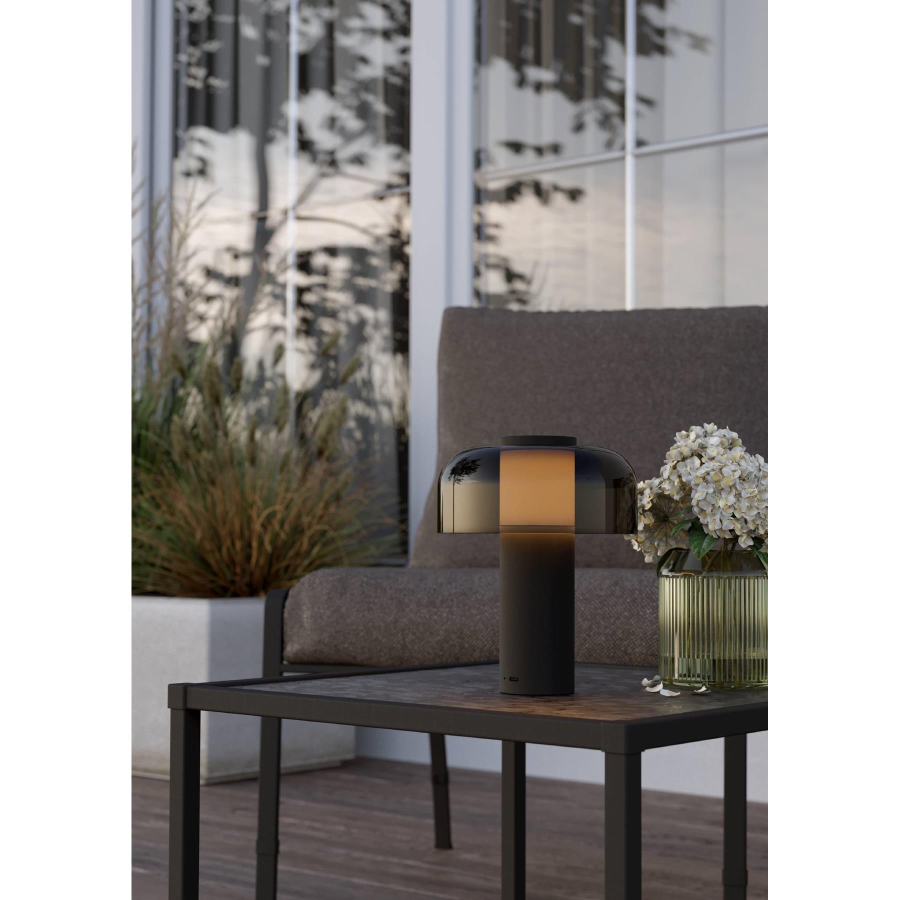 EGLO Ponente Tafellamp - Draadloos - LED - 20 cm - Zwart|Smoke