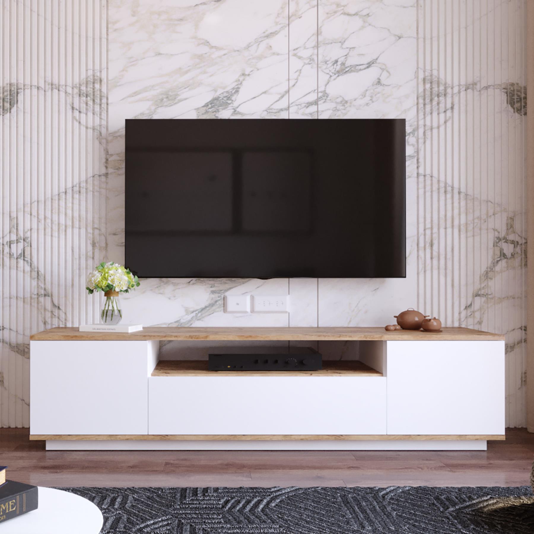 Emob - Tv-meubel Elegance - Atlantische pijnboom|wit