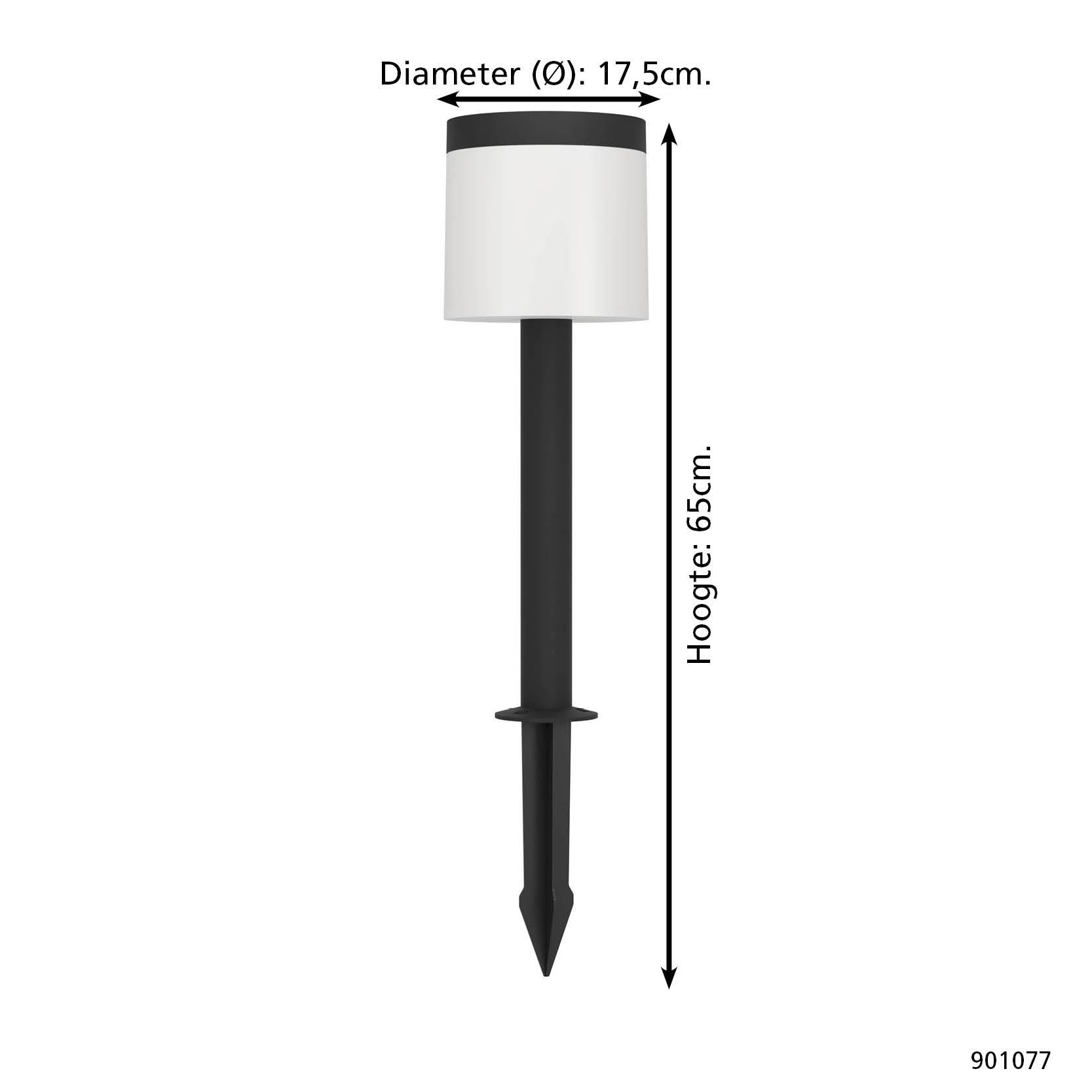 EGLO Pantete Solar Priklamp Buiten - LED - 65 cm - Zwart|Wit