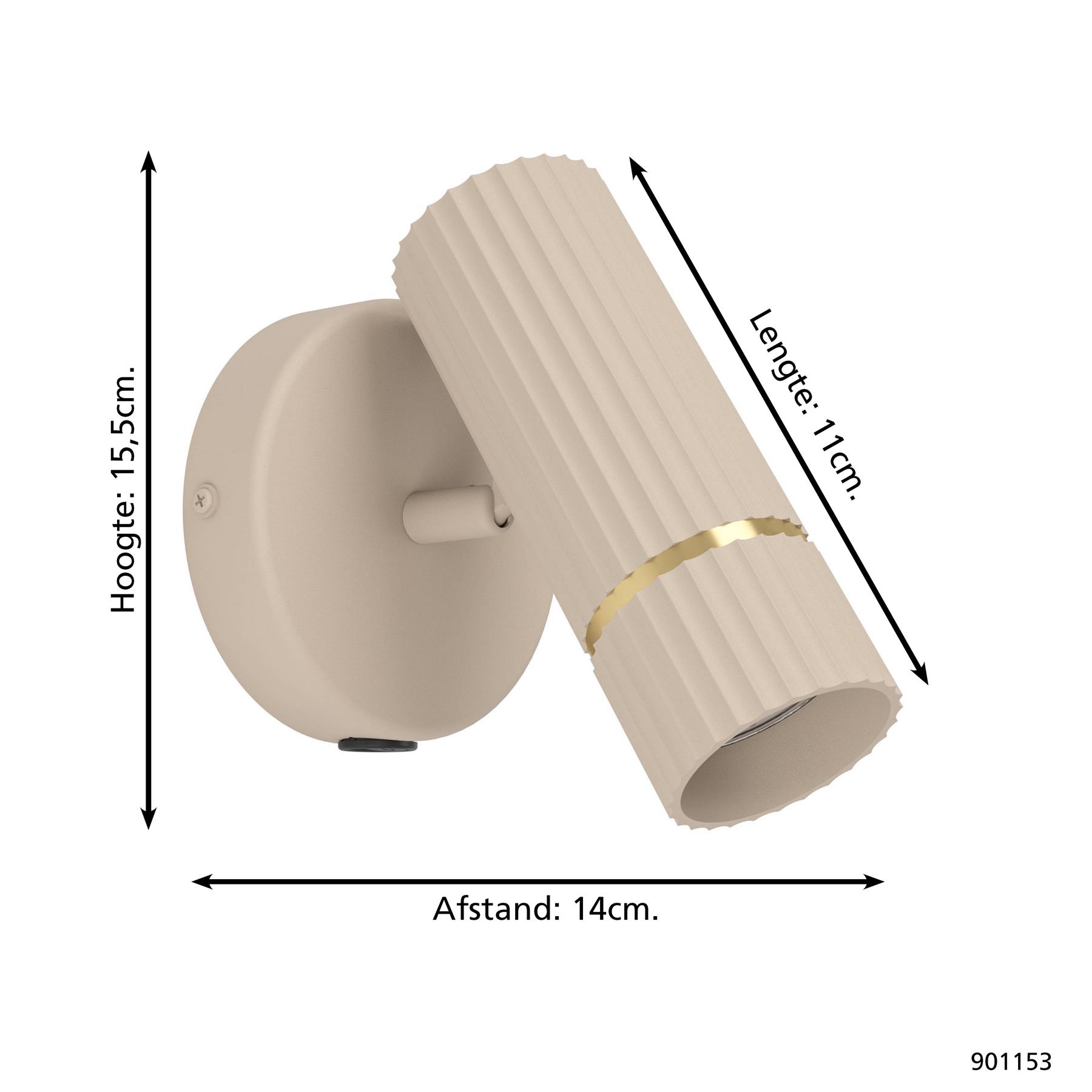 EGLO Caminia Wandlamp - GU10 - 15,5 cm - Zandkleur|Beige|Goud