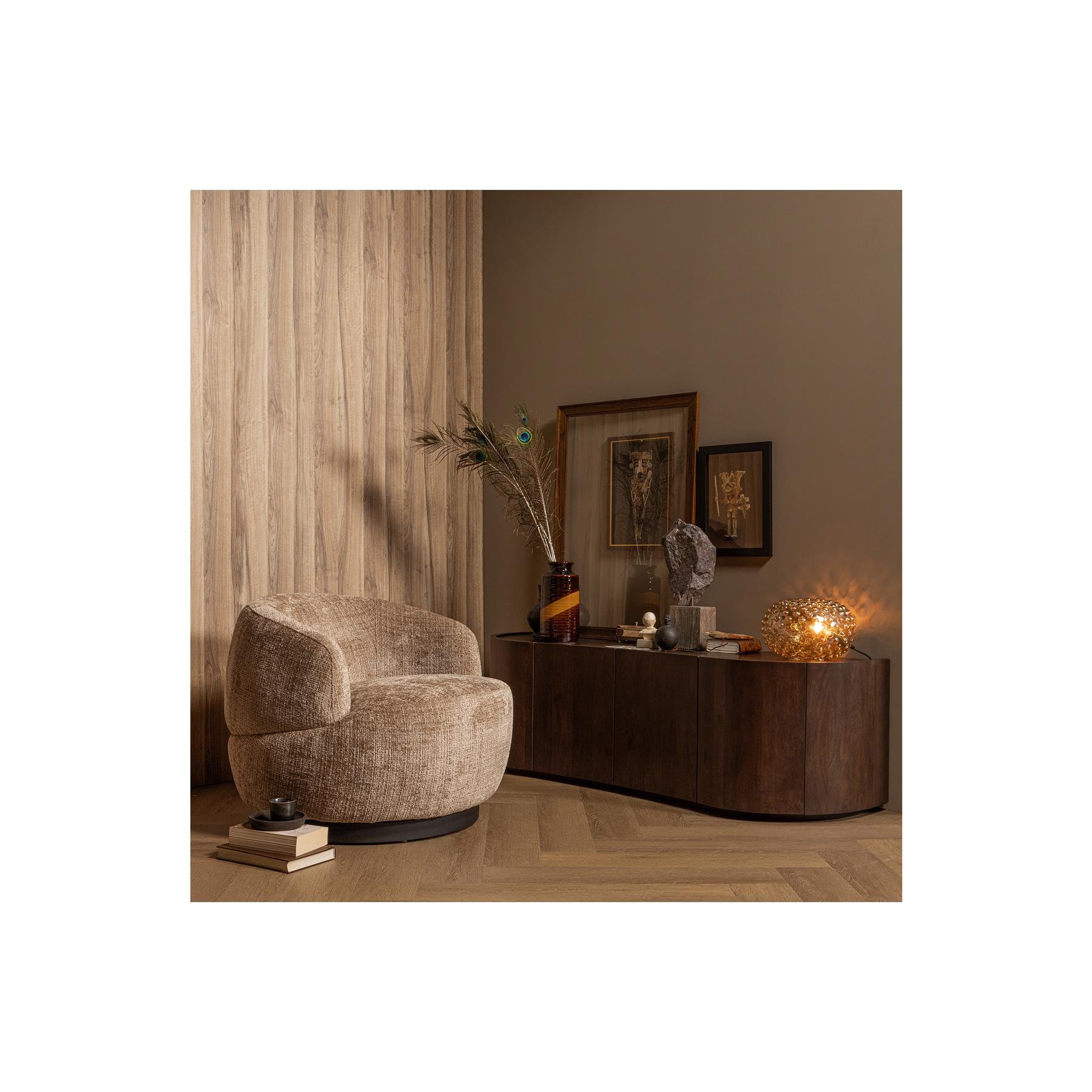 BePureHome Woolly Draaifauteuil - Zand Chenille