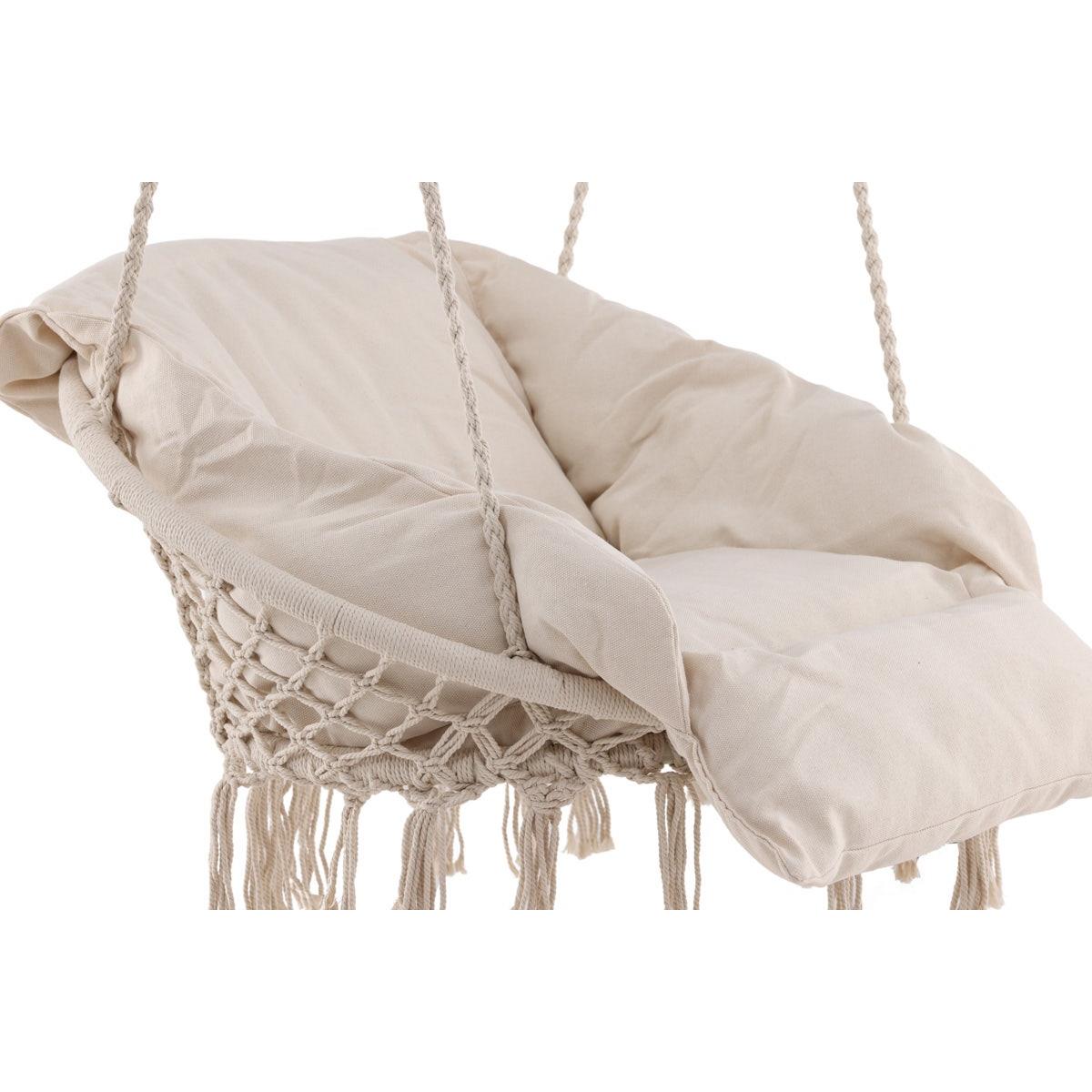 Nest outdoor Leah katoenen tuin hangstoel beige - met zitkussen