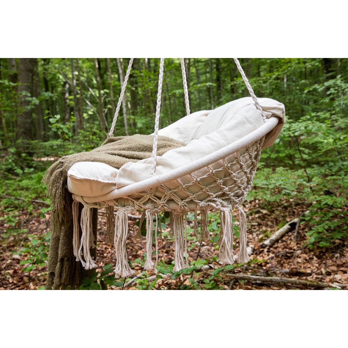 Nest outdoor Leah katoenen tuin hangstoel beige - met zitkussen