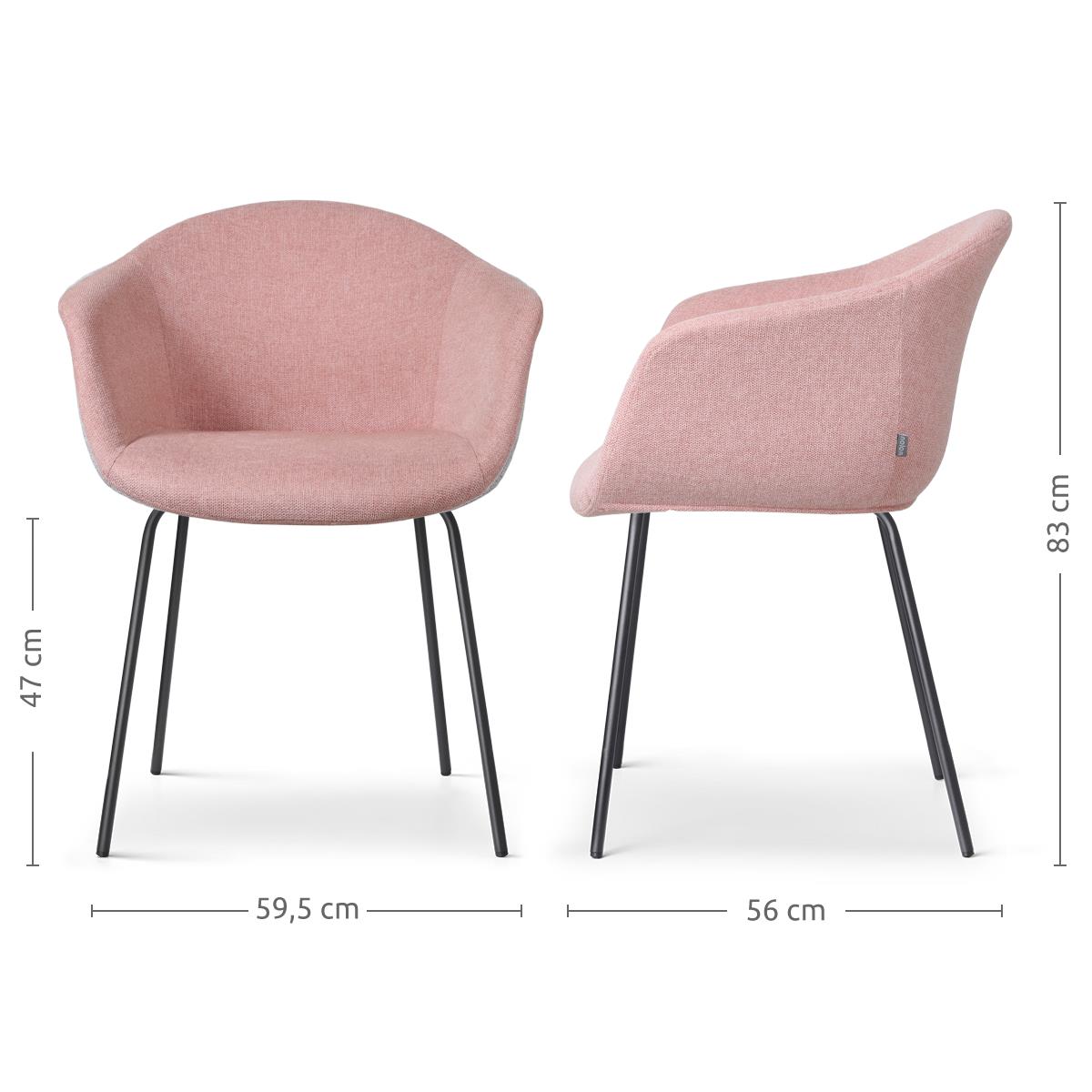 Nolon Nora-Otis Eetkamerstoelen Set van 2 - Zacht Roze - Zwarte Poten