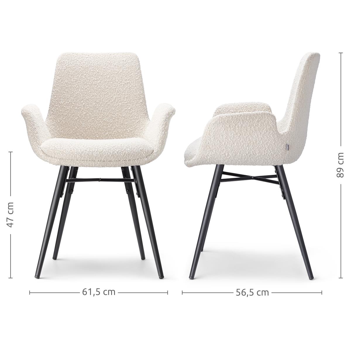 Nolon Nena-Eef Eetkamerstoel Bouclé Beige - Zwarte Houten Poten