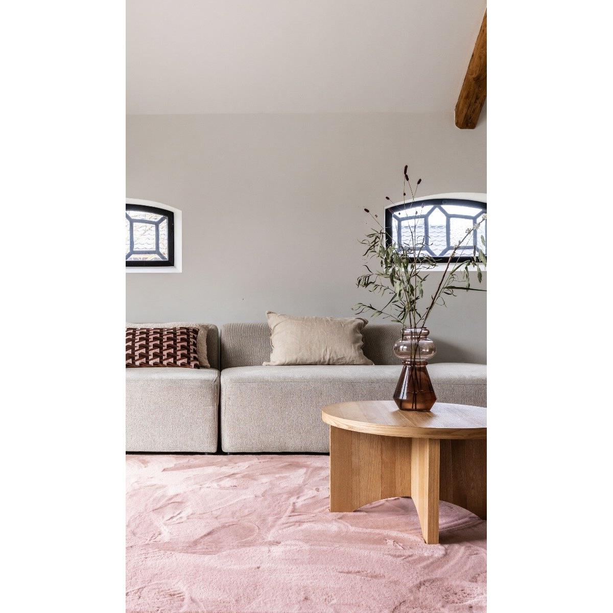 Interieur05 Rond Hoogpolig Vloerkleed Lux Oud Roze 160cm