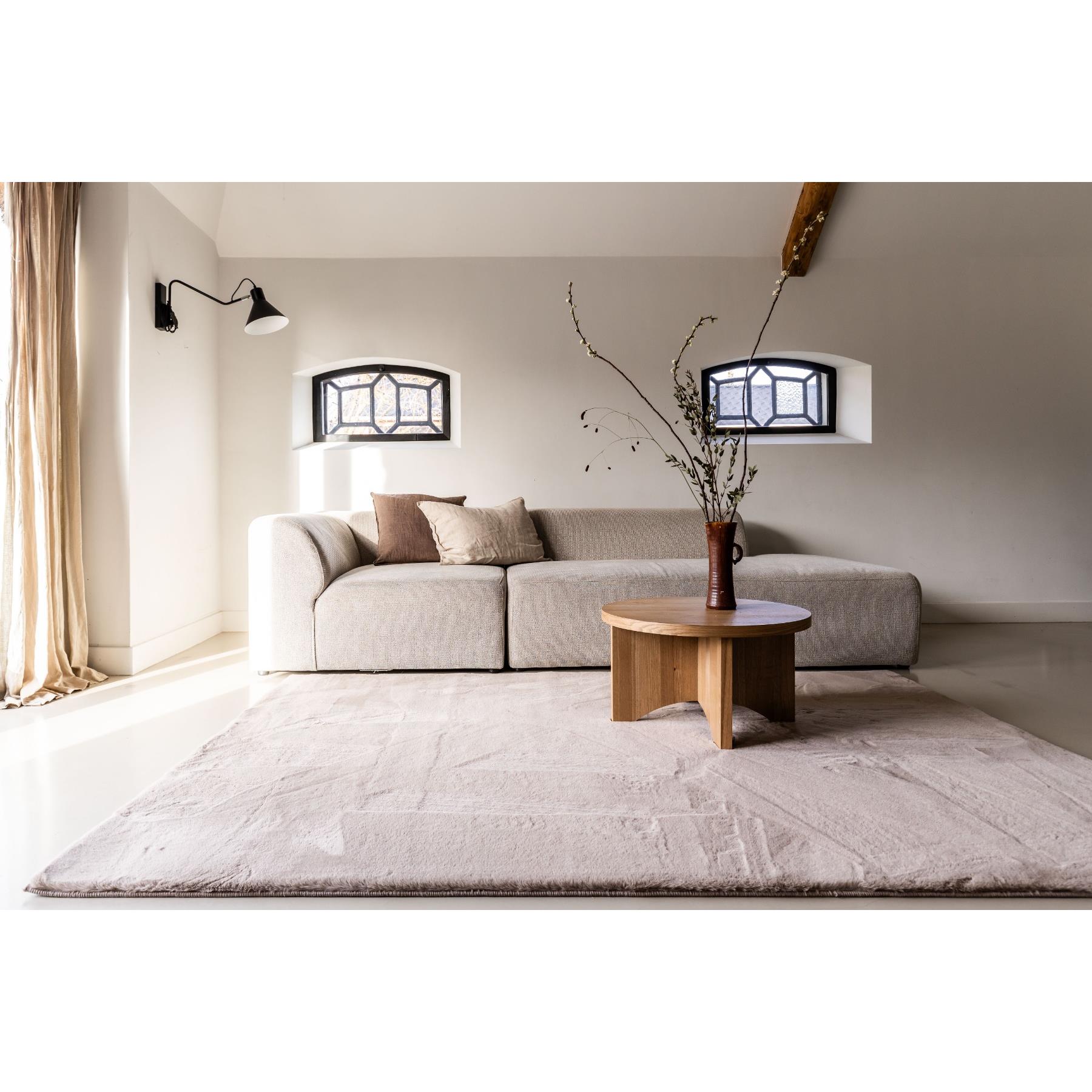 Interieur05 Rond Hoogpolig Vloerkleed Lux Beige 200cm