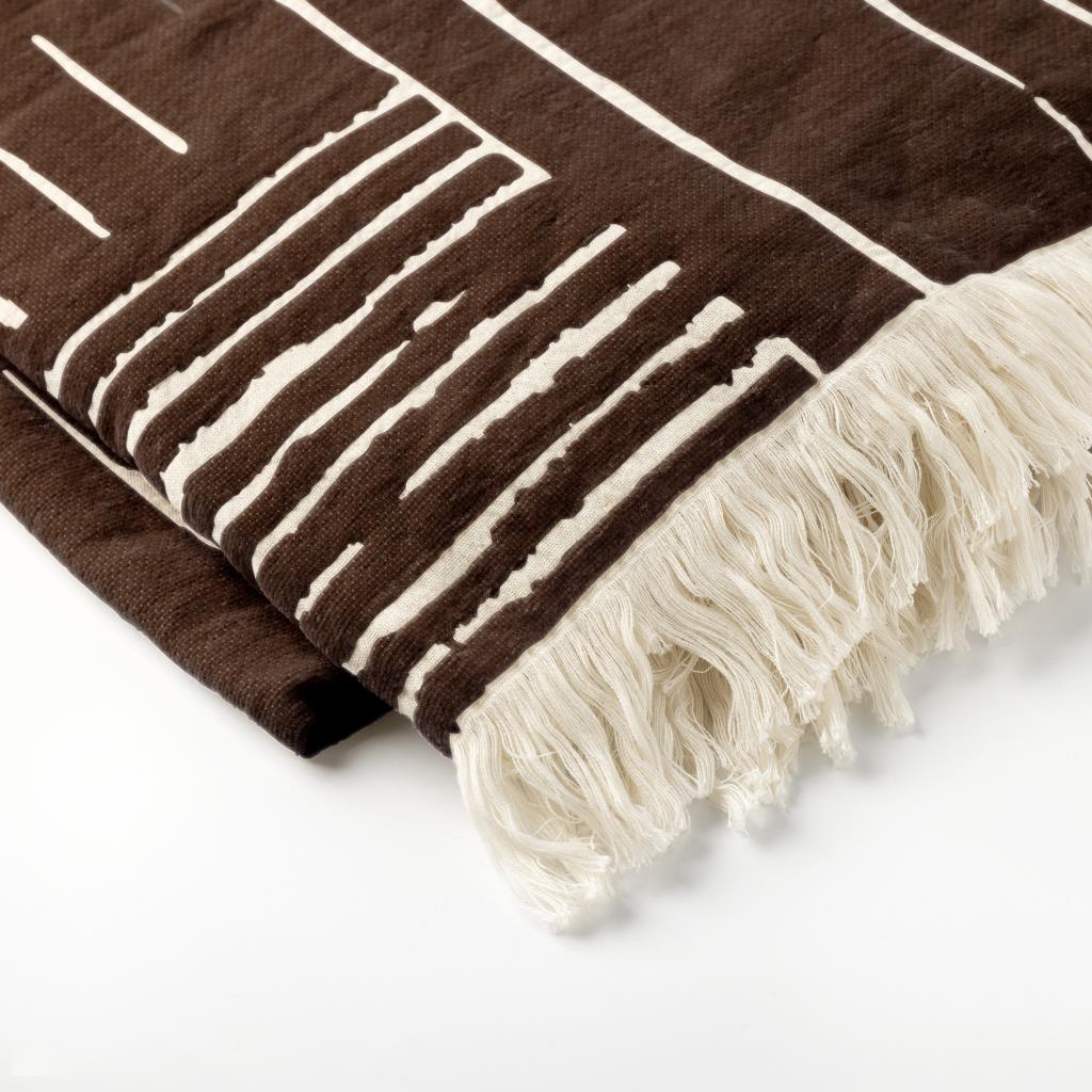 Dutch Decor - Plaid 140x180 cm - STEFANO - strepen & franjes - bruin