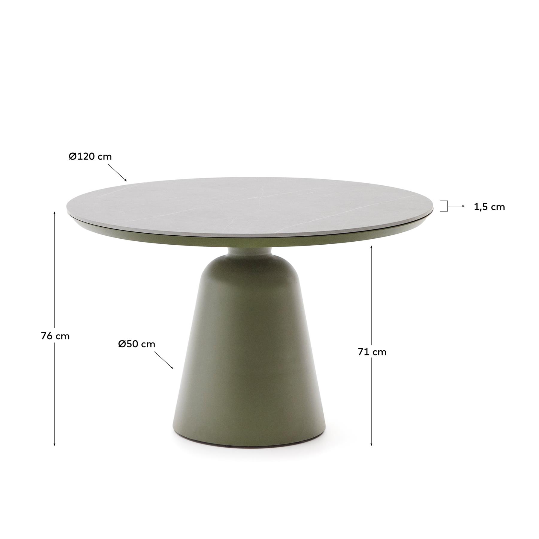 Kave Home - Tuintafel Tudons van aluminium met een groen tafelblad van