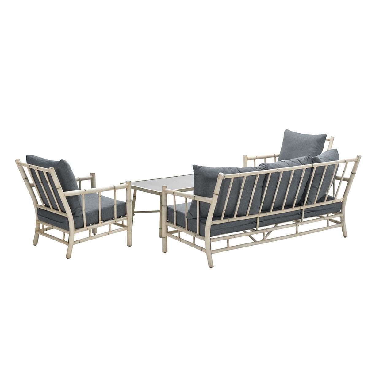 Lombok loungeset - 4-delig - aluminium - bamboo-look - mystic grey