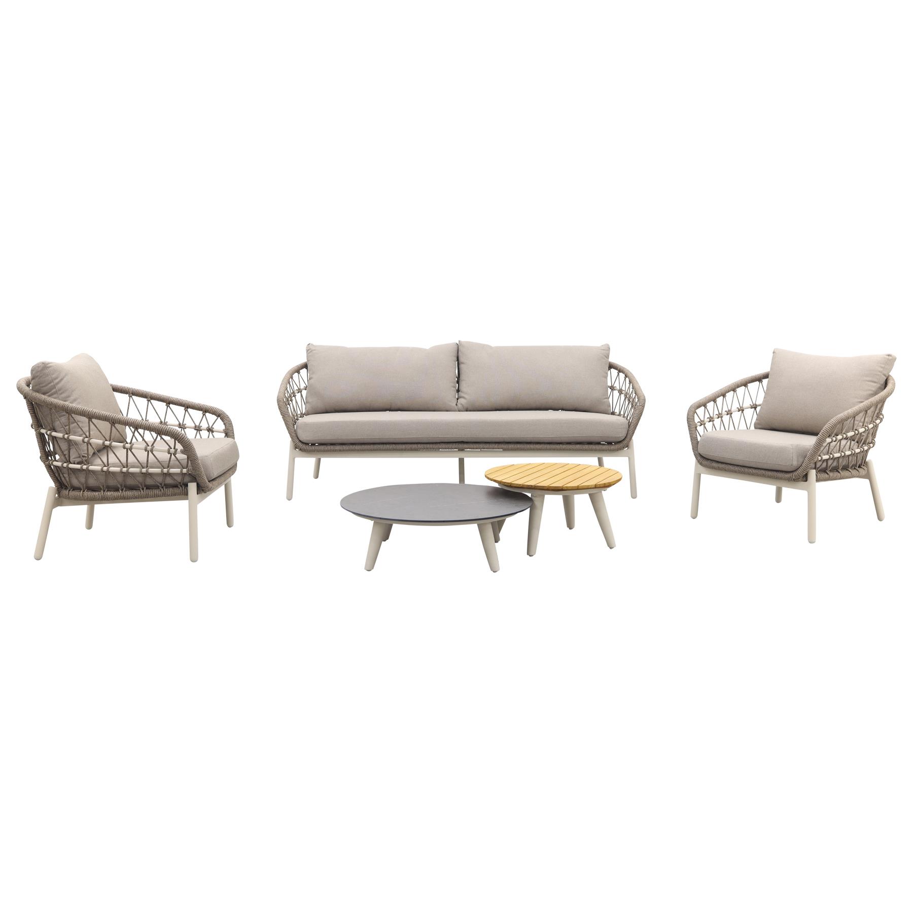 VDG Julia stoel bank loungeset - 5 delig - oyster