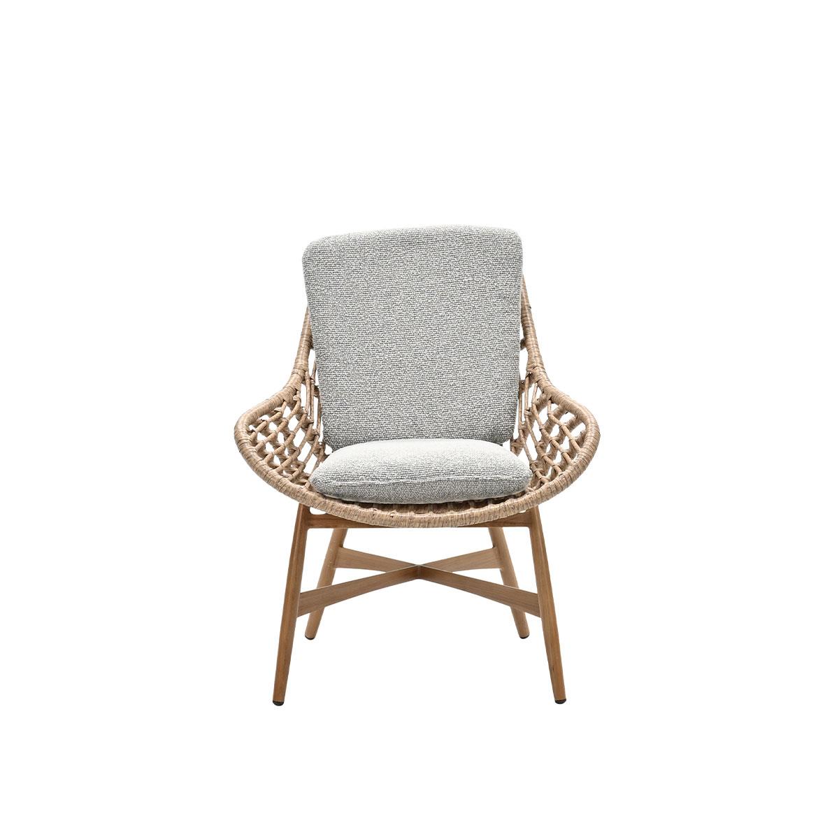 Castello lounge fauteuil - light teak look - natural rotan-merino sand